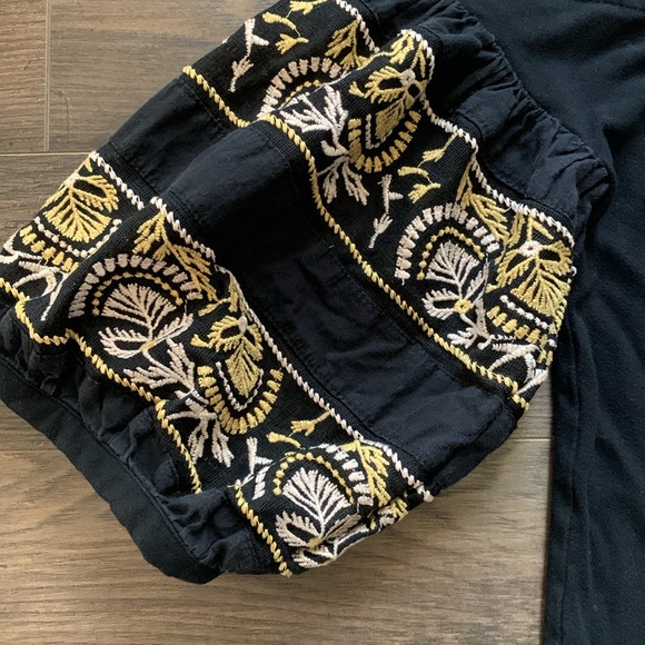 FREE PEOPLE Embroidered puffy Sleeve Off The Shoulder Top size S - Picture 2 of 6